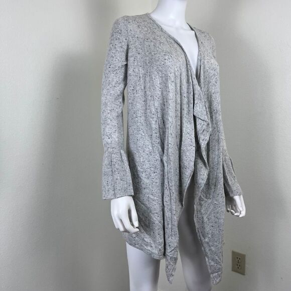 Moth Lyra Women Size S Wool Cashmere Speckled Gray Bell Sleeve Cardigan Sweater - Picture 9 of 16